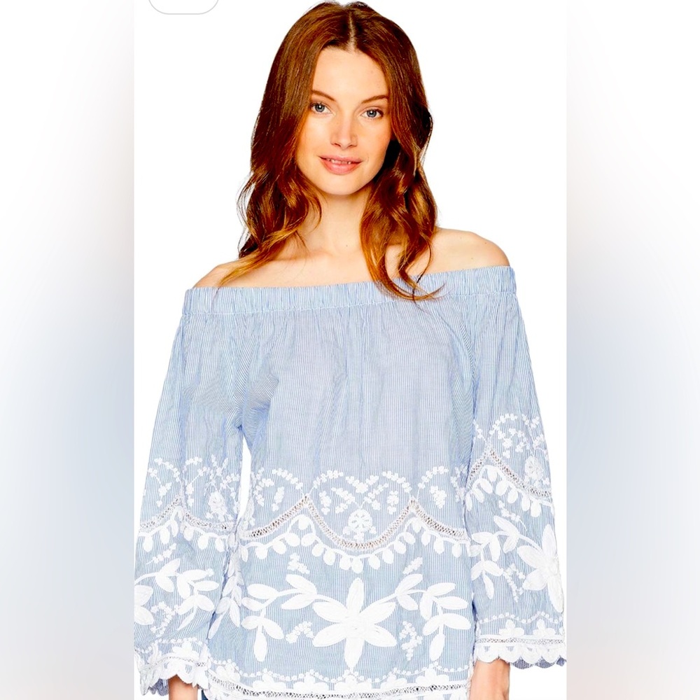 I-Blanknyc top in blue and white. Excellent condition size large L